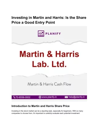 Investing in Martin and Harris_ Is the Share Price a Good Entry Point