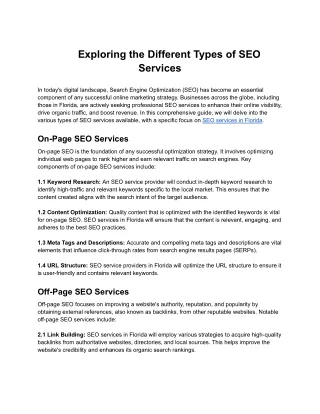 Exploring the Different Types of SEO Services