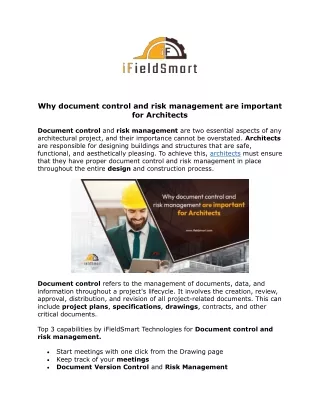 Why document control and risk management are important for Architects