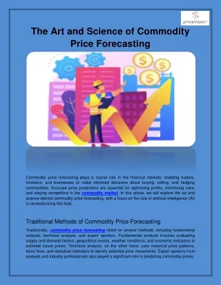 The Art and Science of Commodity Price Forecasting