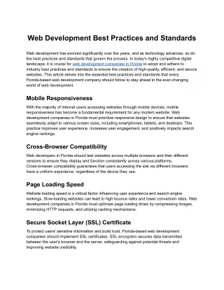 Web Development Best Practices and Standards