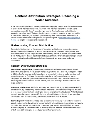 Content Distribution Strategies: Reaching a Wider Audience