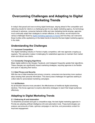 Overcoming Challenges and Adapting to Digital Marketing Trends