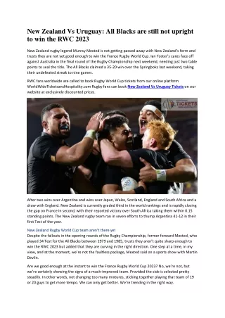 New Zealand Vs Uruguay All Blacks are still not upright to win the RWC 2023
