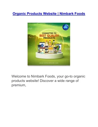 Organic Products Website | Nimbark Foods