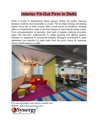 Interior Fit-Out Firm In Delhi