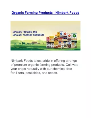 Organic Farming Products | Nimbark Foods