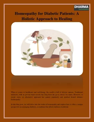 The Power of Homeopathy for Diabetic Patients_ A Holistic Approach to Healing