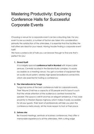 Mastering Productivity_ Exploring Conference Halls for Successful Corporate Events