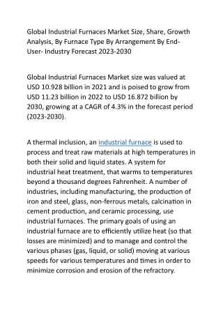Global Industrial Furnaces Market Size