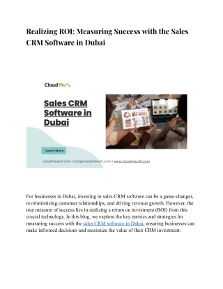 Realizing ROI_ Measuring Success with the Best CRM Software in Dubai