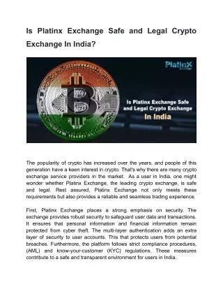 Is Platinx Exchange Safe and Legal Crypto Exchange In India?