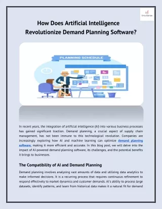 How Does Artificial Intelligence Revolutionize Demand Planning Software?