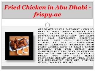 Fried Chicken in Abu Dhabi - frispy.ae