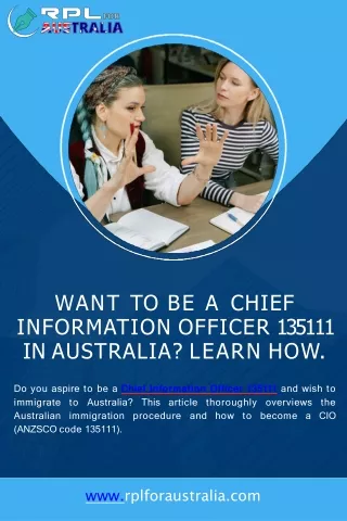 Want to be a Chief Information Officer 135111 in Australia Learn How.