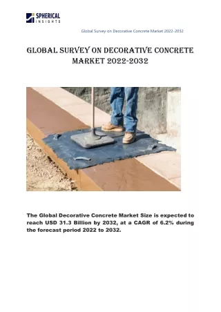 Global Survey on Decorative Concrete Market 2022