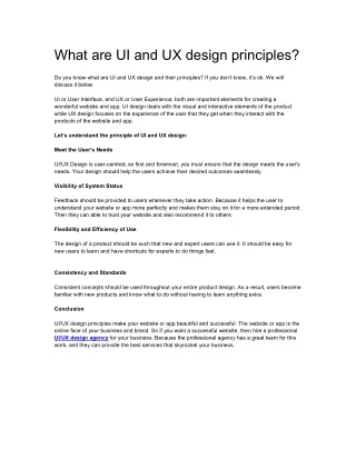 What are UI and UX design principles