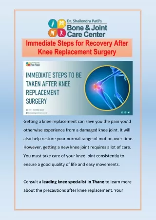 Immediate Steps for Recovery After Knee Replacement Surgery