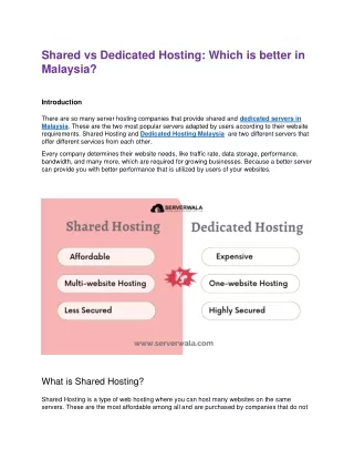 Shared vs Dedicated Hosting Which is better in Malaysia