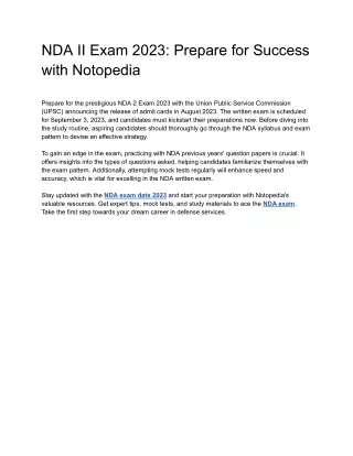 NDA II Exam 2023_ Prepare for Success with Notopedia