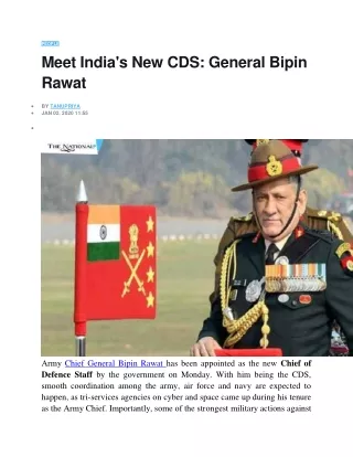 Meet India's New CDS General Bipin Rawat