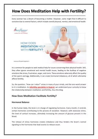 How Does Meditation Help with Fertility?