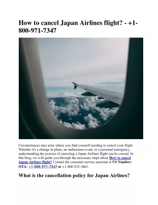 How to cancel Japan Airlines flight