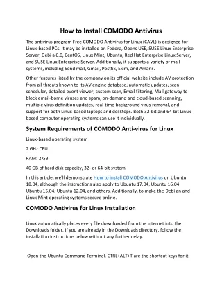 How to Install COMODO Antivirus