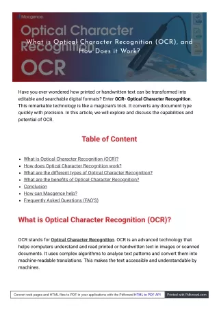 Understand about the Optical Character Recognition | Macgence