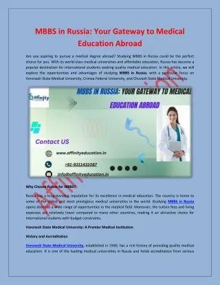 MBBS in Russia: Your Gateway to Medical Education Abroad