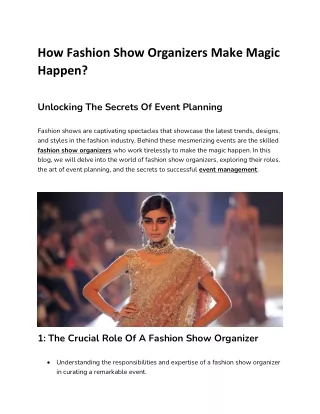 How Fashion Show Organizers Make Magic Happen