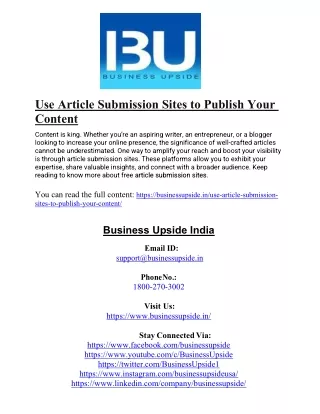 Use Article Submission Sites to Publish Your Content