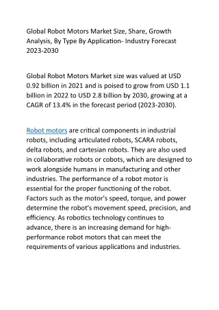 Global Robot Motors Market Size