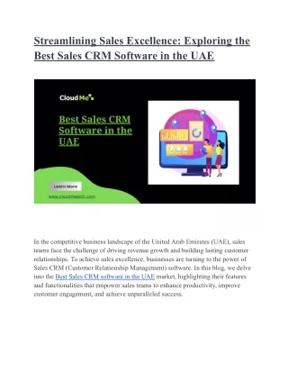 Streamlining Sales Excellence_ Exploring the Best Sales CRM Software in the UAE