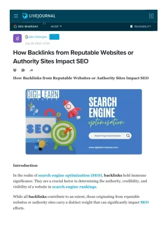 How Backlinks from Reputable Websites or Authority Sites Impact SEO