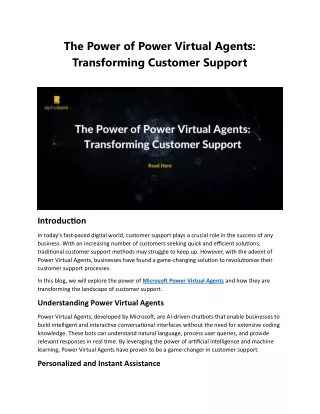 The Power of Power Virtual Agents Transforming Customer Support