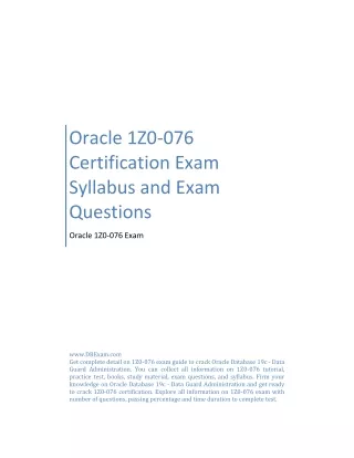 Oracle 1Z0-076 Certification Exam Syllabus and Exam Questions