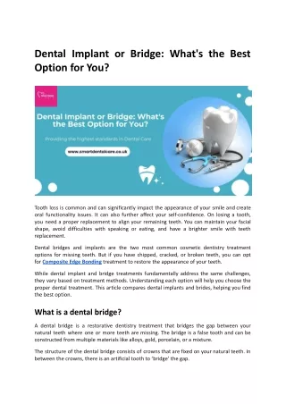 Dental Implant or Bridge What's the Best Option for You