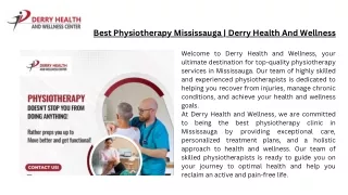 Best Physiotherapy Mississauga | Derry Health And Wellness