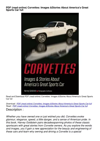 PDF (read online) Corvettes: Images & Stories About America's Great Sports Car full