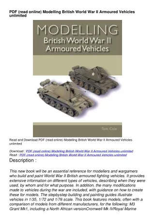 PDF (read online) Modelling British World War II Armoured Vehicles unlimited