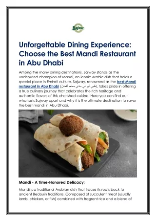 Unforgettable Dining Experience - Choose the Best Mandi Restaurant in Abu Dhabi