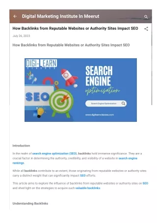 How Backlinks from Reputable Websites or Authority Sites Impact SEO