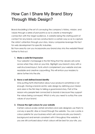 How Can I Share My Brand Story Through Web Design