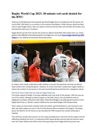 Rugby World Cup 2023 20-minute red cards denied for the RWC