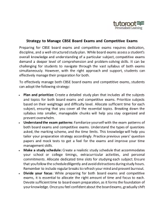 Strategy to Manage CBSE Board Exams and Competitive Exams