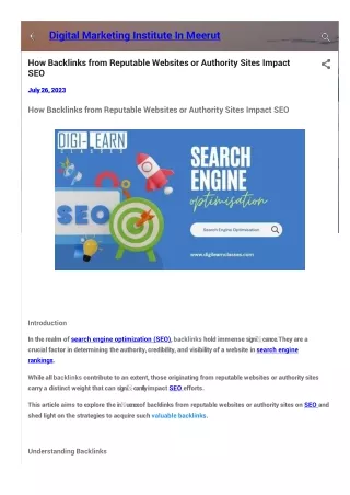 How Backlinks from Reputable Websites or Authority Sites Impact SEO