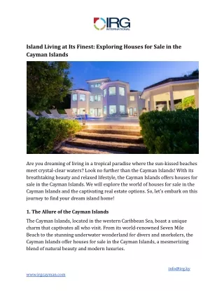 Exploring Houses for Sale in the Cayman Islands