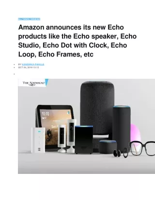 Amazon announces its new Echo products like the Echo speaker, Echo Studio, Echo Dot with Clock, Echo Loop, Echo Frames,