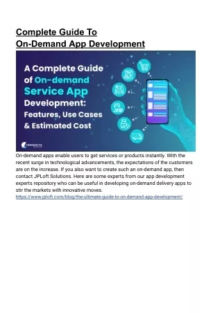 Complete Guide To  On-Demand App Development